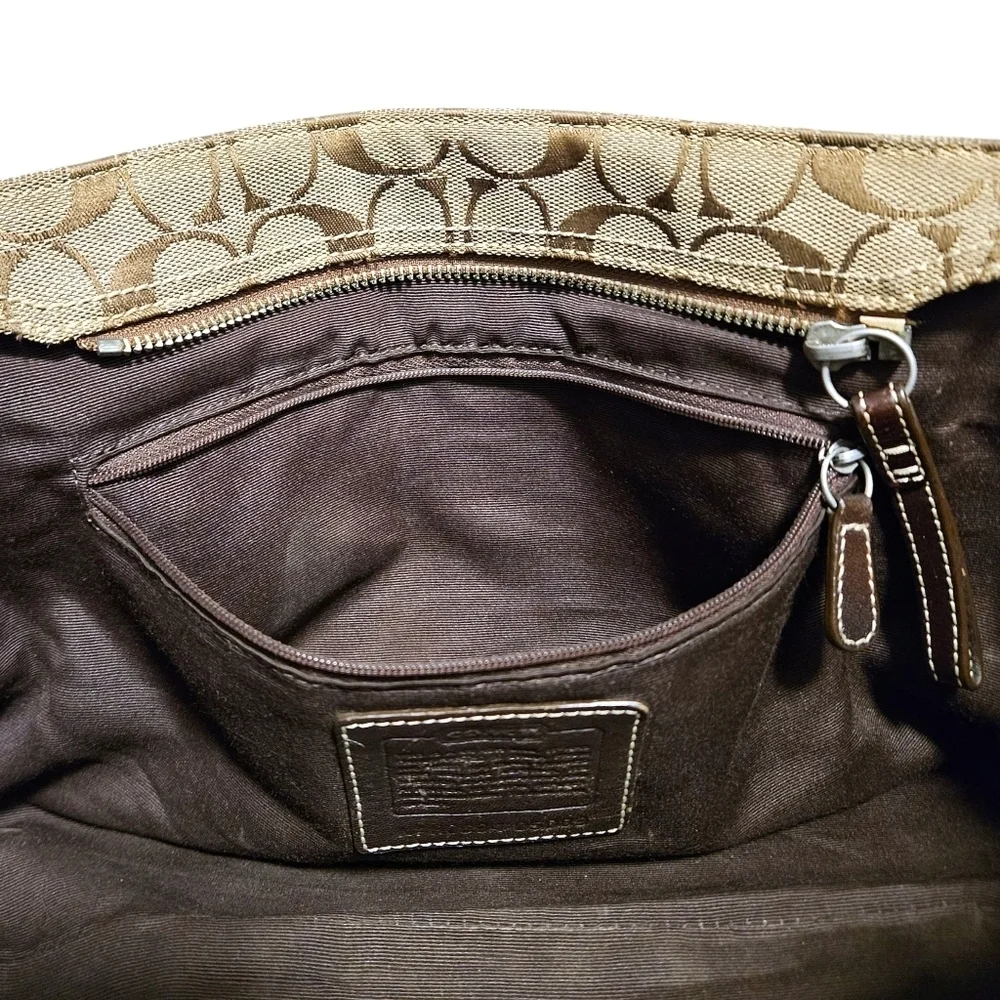Vtg Coach 05079 Brown Soho Signature Jacquard Leather Satchel Purse Shoulder Bag
